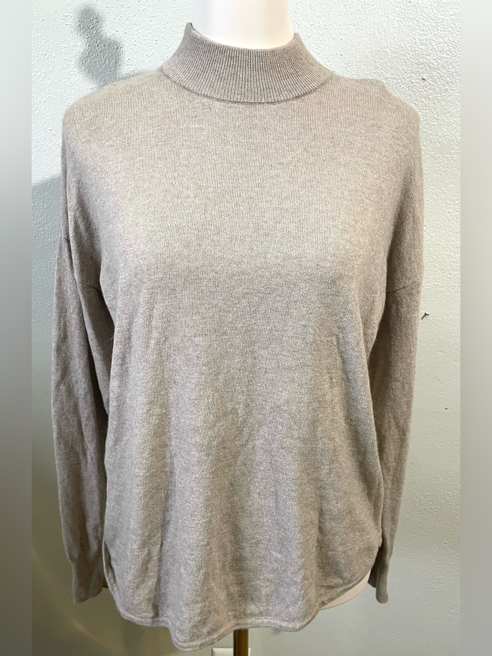 Madewell Wool Alpaca Blend Mock Neck Sweater Oatmeal Textured Knit Relaxed Cozy